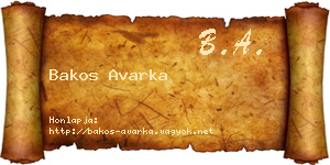 Bakos Avarka névjegykártya
